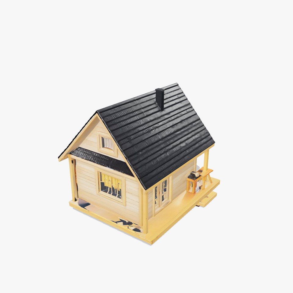 Scandinavian A-Frame Cabin with Loft model pack
